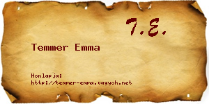 Temmer Emma névjegykártya